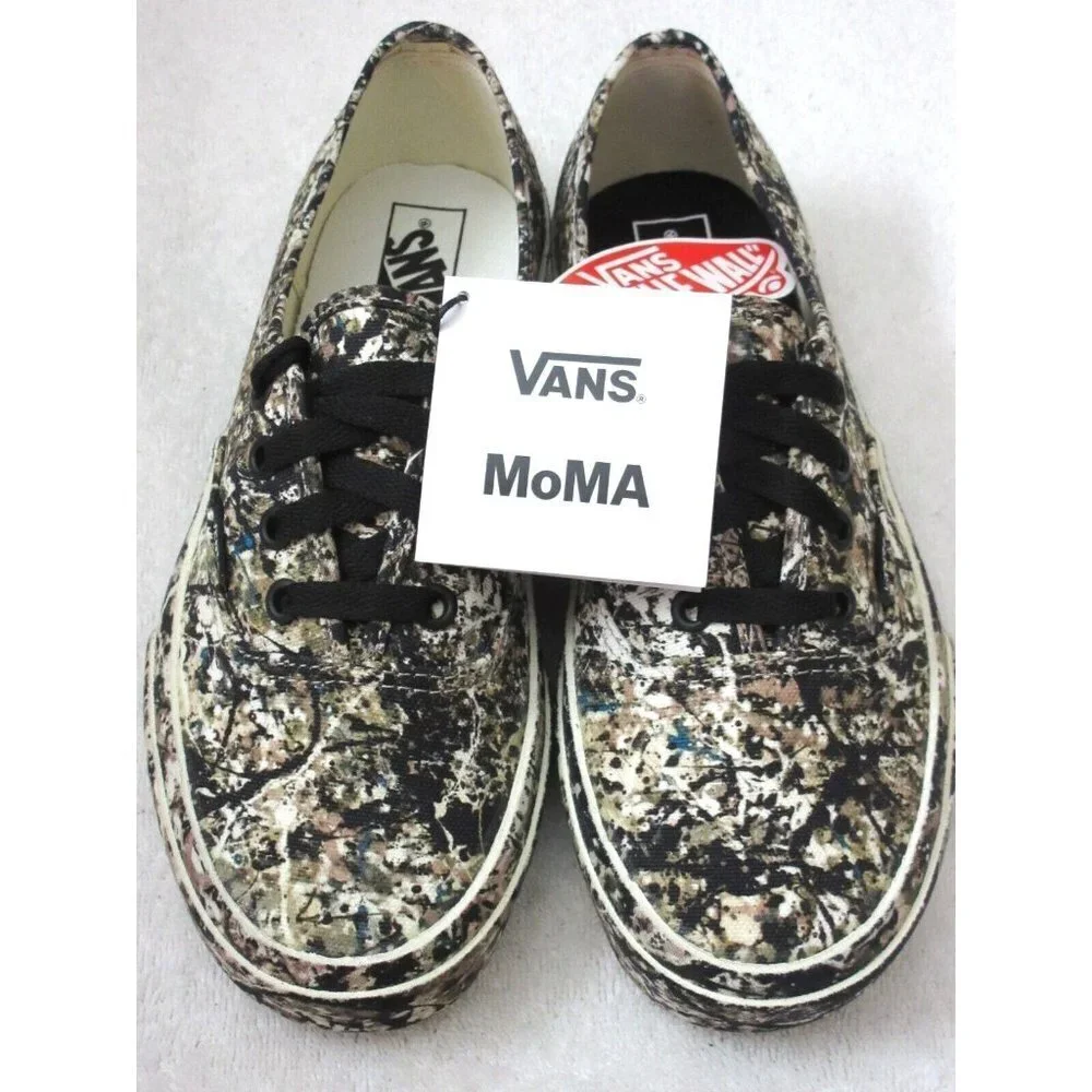 Vans x MoMA Women's Authentic Jackson Pollock Canvas Shoes Black Size 7 NIB